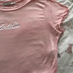 Papaya “Baddie” lettuce edge pink graphic crop top size L Barbiecore boho skater Photo 13