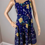 Old Navy Women's Sundress Size Medium Blue Multicolor Floral Strap Pullover Photo 0