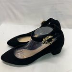 Nine West  Suede black 2” Heels with Gold Jewel Embellishment 11‎ New Photo 1