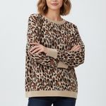 H&M Leopard Print Sweater Crew Neck Long Sleeve Zipper Back Size L Photo 5