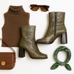 Mango Texas Olive Green Leather Western Chelsea Boots Women’s Size 9 in GUC Photo 2