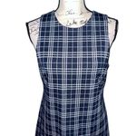 1901  navy & white ruffle hem plaid‎ dress 8 Photo 3