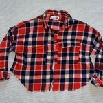 Old Navy Women’s Red Blue Plaid Distressed Grunge Top Sz Sm Photo 0