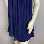 Handmade Tunic Mini Dress‎ Blue Floaty Diamond Pattern Ribbon Sleeveless Women Size M Photo 9