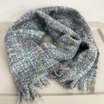 Donegal Design Mohair Wool Blend Scarf Shawl Woven Ireland Multi Color Fringe Blue Photo 2
