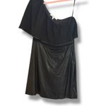 BCBGeneration  Black Faux Leather & Ruffle One-Shoulder Dress Size 10 NWT Photo 4
