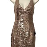 Lulus NWT  Champagne Showers Matte Bronze Sequin Bodycon Dress XS Photo 4
