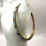 Blue abalone gold tone brass bangle bracelet Photo 7