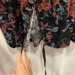 Monteau Cute  floral crushed velvet open tie back puff sleeve whimsigoth top Photo 2