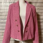 Nanette Lepore NANETTE Tweed Open Front Blazer In ROSE TROPICA / WHITE Photo 6