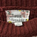Pink republic Maroon and Cream  Striped Waffle Sweater Photo 2