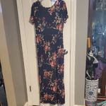 Floral Navy Maxi Dress Blue Size L Photo 3