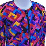 Maggy London  Vintage 100% Silk Abstract 90s Geometric Shape Zip Up Blazer 6 Photo 1