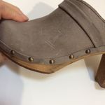 Sanita Grey Leather Wood Heel Clog Gray Size 5 Photo 14