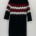 Sandra Darren Chevron Zig Zag Sweater Dress Gray White Burgundy, Size Medium Photo 1