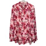 Torrid  Pink Floral Chiffon‎ Smocked High Mock Neck Long Sleeve Blouse Size 3X Photo 5