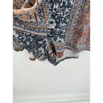 Earthbound Trading Co Blue Tan Floral Long Sleeve Romper Open Back Boho Women XL Photo 4