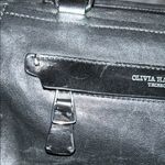 Olivia Harris Black Leather Duffel Bag with Modern Chain Photo 5