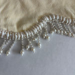 ZARA NWT  Seamless Ribbed Pearl Fringe Long Sleeve Crop Top XS in Oyster white Photo 5