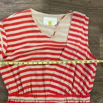 Anthropologie Leifsdottir Piano Striped Asymmetrical Silk Dress Red Cream Size 10 Photo 6