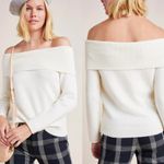 Anthropologie NWT $98 Ivory Shelby Off-The-Shoulder Ribbed Trim Pullover LP Photo 1