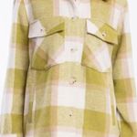 BLANK NYC Flannel Shacket small green/pink/cream Photo 0