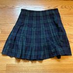 Brandy Melville  Navy blue and dark green plaid pleated skirt Photo 1