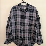 Style & Co Boyfriend Black Gray Red Plaid Sparkle Plaid Button Down Shirt XL Photo 0