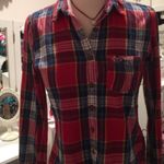 Hollister  VINTAGE Red Flannel Plaid Button-Up Top Photo 4