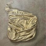 DO+BE NWOT  gold ruched one shoulder crop top Photo 2