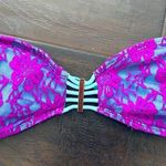 Shade & Shore Target Xhilaration Bandeau Bikini Top - Teal with Purple Lace | Size: S Photo 0
