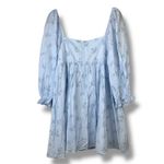 Lulus Always Charming Light Blue Floral Swiss Dot Babydoll Mini Dress Large Photo 7