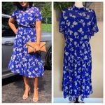 Lulus NWOT  Floral Dressed Up Royal Blue Floral Print Midi Dress Photo 1