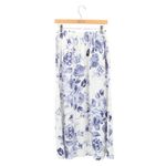 Laura Ashley  White Purple Floral Linen Blend Long Maxi Skirt S Photo 2