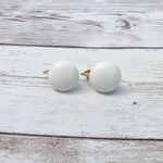Vintage Clip On Earrings Off White Just Over 0.5" Photo 3