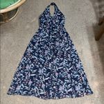 Gal Meets Glam  Siena Floral Halter Open Back Button Maxi Dress Navy Blue 2 Photo 3