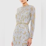 Mac Duggal Gray Beaded Long Sleeve Evening Gown in Platinum Gold 8 Photo 1