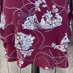 New UGUEST Burgundy & Cream Floral Long Sleeve V Photo 7