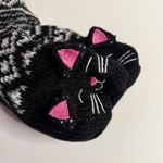 Jane and Bleecker Cozy Slipper Socks Black White Pink Cat Face Plush One Size Photo 2