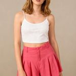 Farm Rio NWOT  Pleated Linen Blend Pink Shorts Size XL Elastic Stretch Pockets Photo 0