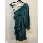 Mac Duggal IEENA SATIN ONE SLEEVED COCKTAIL DRESS Emerald Green Size 8 New Photo 5