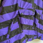 Obermeyer Purple Black Striped Popover Ski Pullover Coat with Pockets, Size S Photo 3