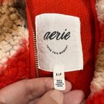 Aerie  Women's Red Fleece Geometric Print Quarter Zip Pullover Sweatshirt Size S‎ Photo 3