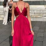 ZARA  dress maxi boho pleated satin flowy summer vacation wedding evening Photo 1