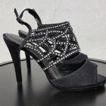 Caparros  Poet Womens Sandals Size 7.5 Black Glimmer Slingback Strappy Heels Photo 11