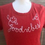 Goodvibes Embroidered Tshirt Size Medium Orange Photo 3