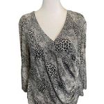 Alex Evenings Faux Wrap Animal Print Knit Dressy Top Petite Size Large Photo 0
