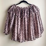 Claudie Pierlot Pink Floral Off the Shoulder Chiffon Blouse Photo 2