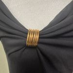 ZARA  black asymmetrical ruched gold embellished bodysuit Photo 7