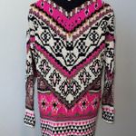 Tea N Rose Pink and Black Aztec Open Front Women's Long Cardigan Sweater M/L Photo 6